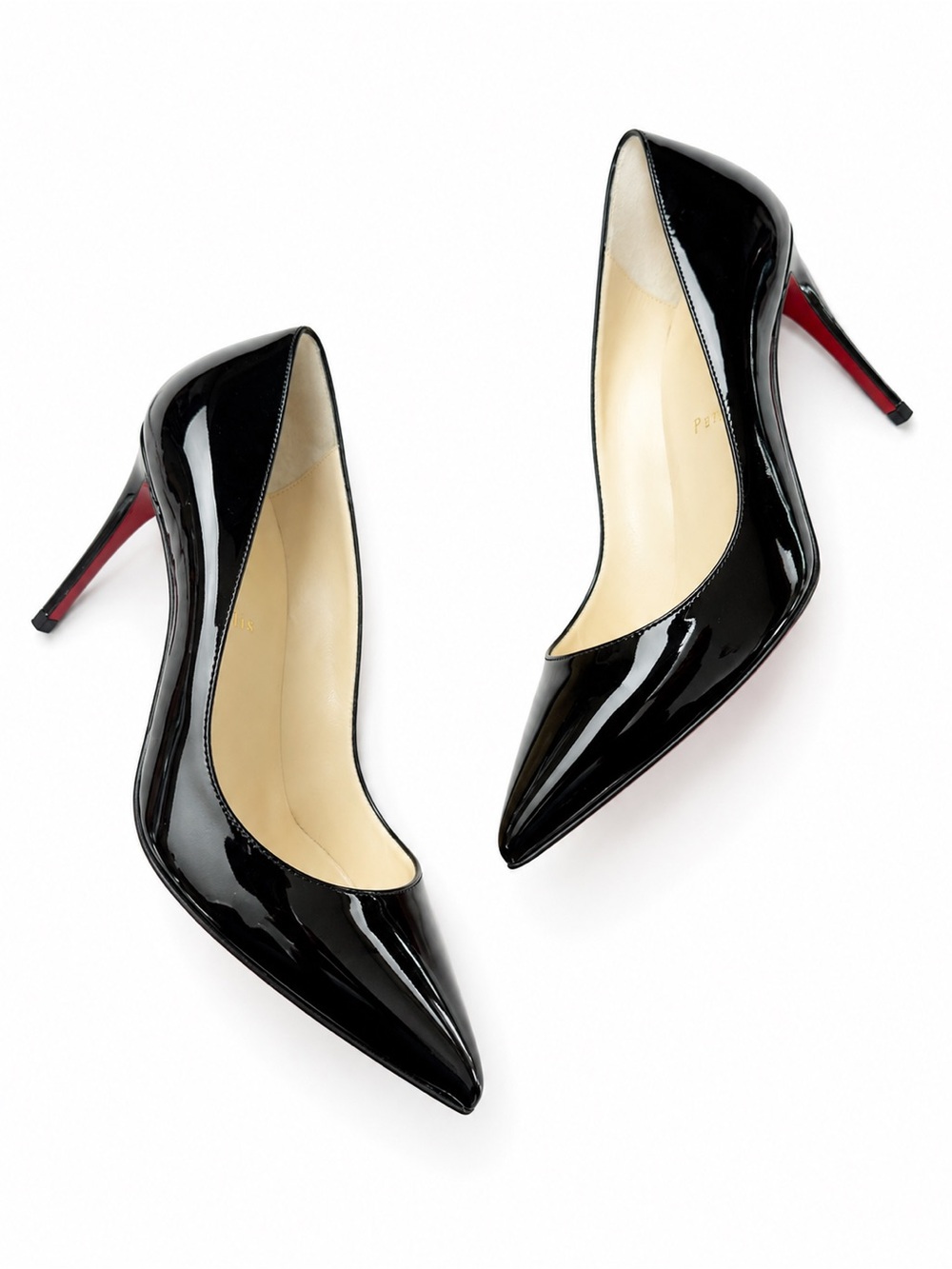 Christian Louboutin Pigalle 85mm Black Patent Leather Pointed Toe Stiletto EU 39